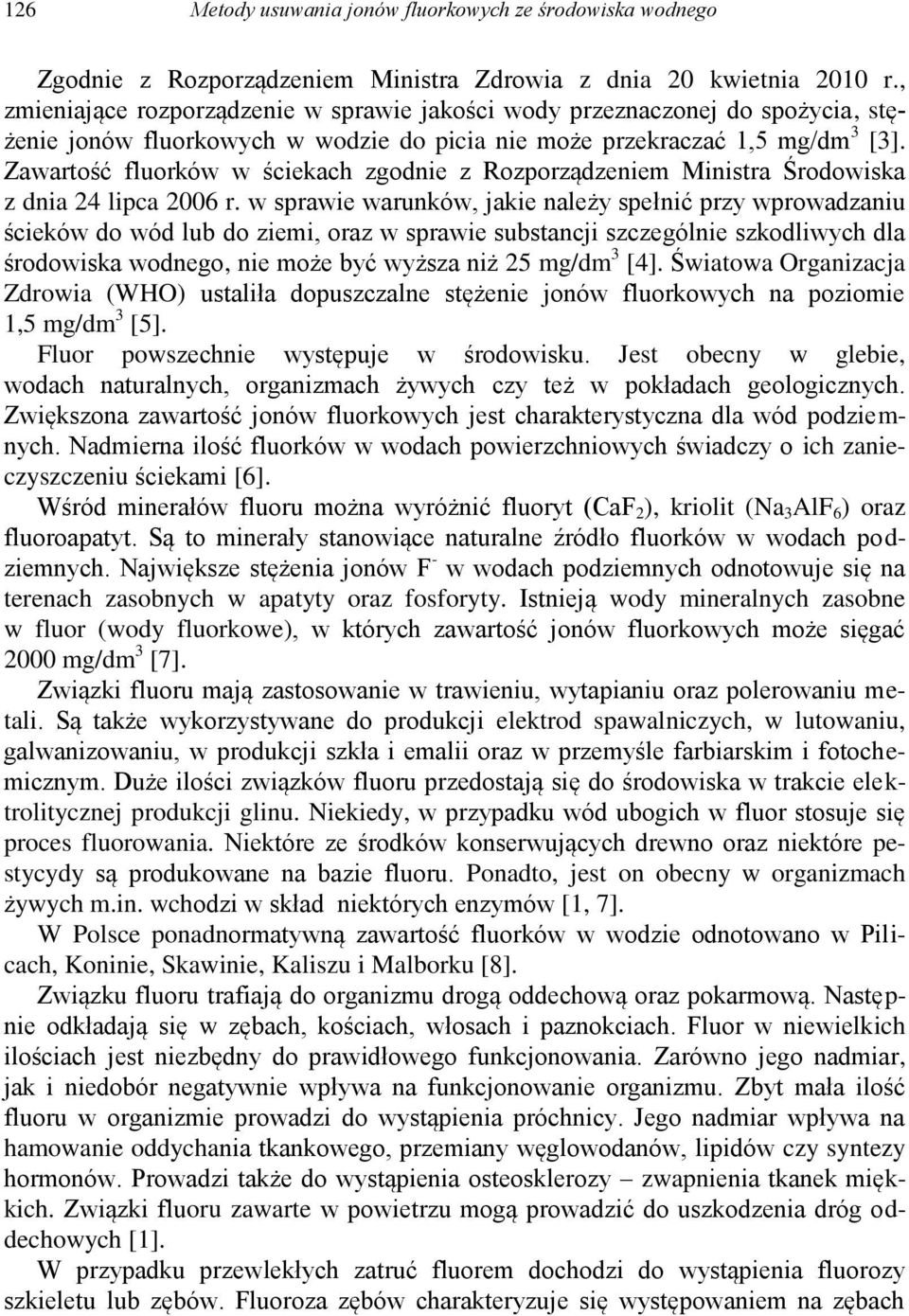 Zawartość fluorków w ściekach zgodnie z Rozporządzeniem Ministra Środowiska z dnia 24 lipca 2006 r.