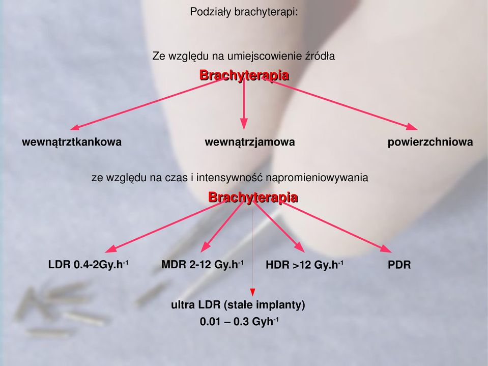 względu na czas i intensywność napromieniowywania Brachyterapia LDR 0.