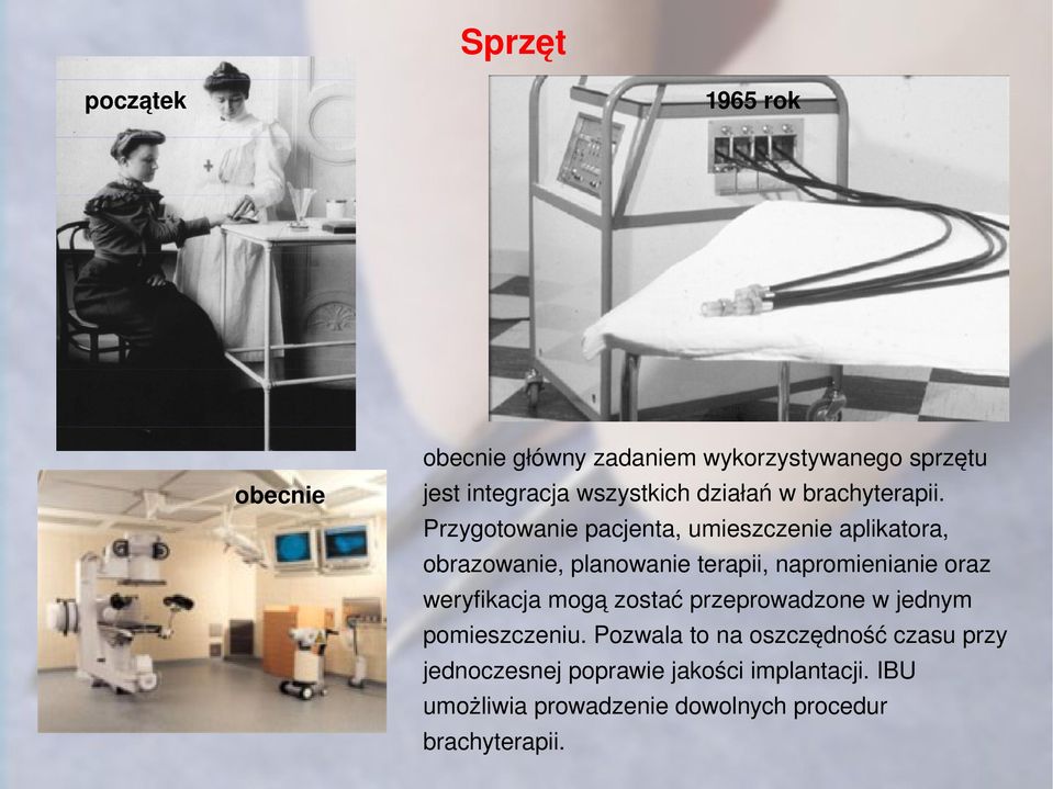 Przygotowanie pacjenta, umieszczenie aplikatora, obrazowanie, planowanie terapii, napromienianie oraz