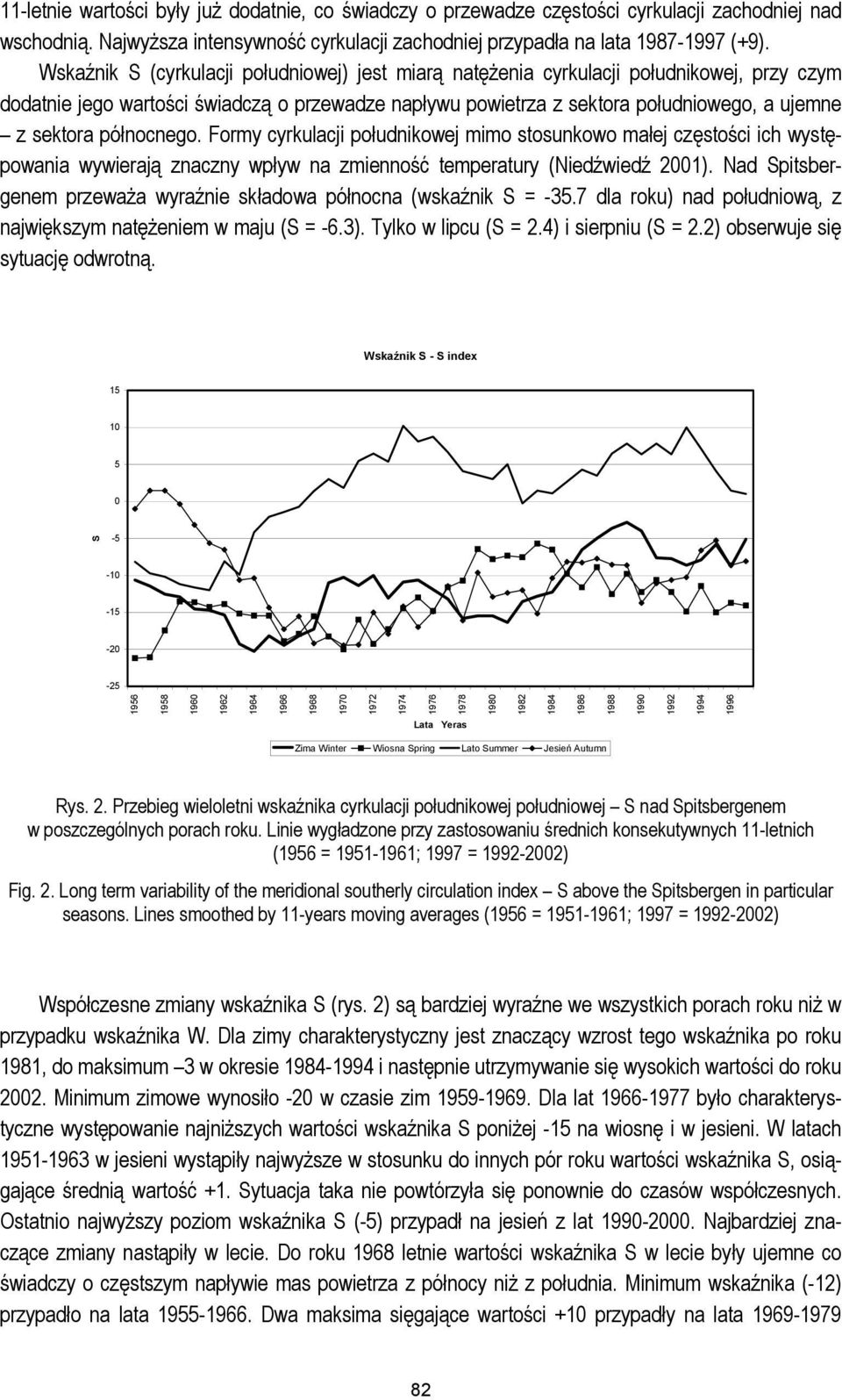 północnego. Formy cyrkulacji południkowej mimo stosunkowo małej częstości ich występowania wywierają znaczny wpływ na zmienność temperatury (Niedźwiedź 2001).