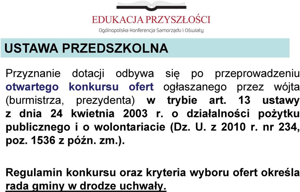 13 ustawy z dnia 24 kwietnia 2003 r. o działalności pożytku publicznego i o wolontariacie (Dz.