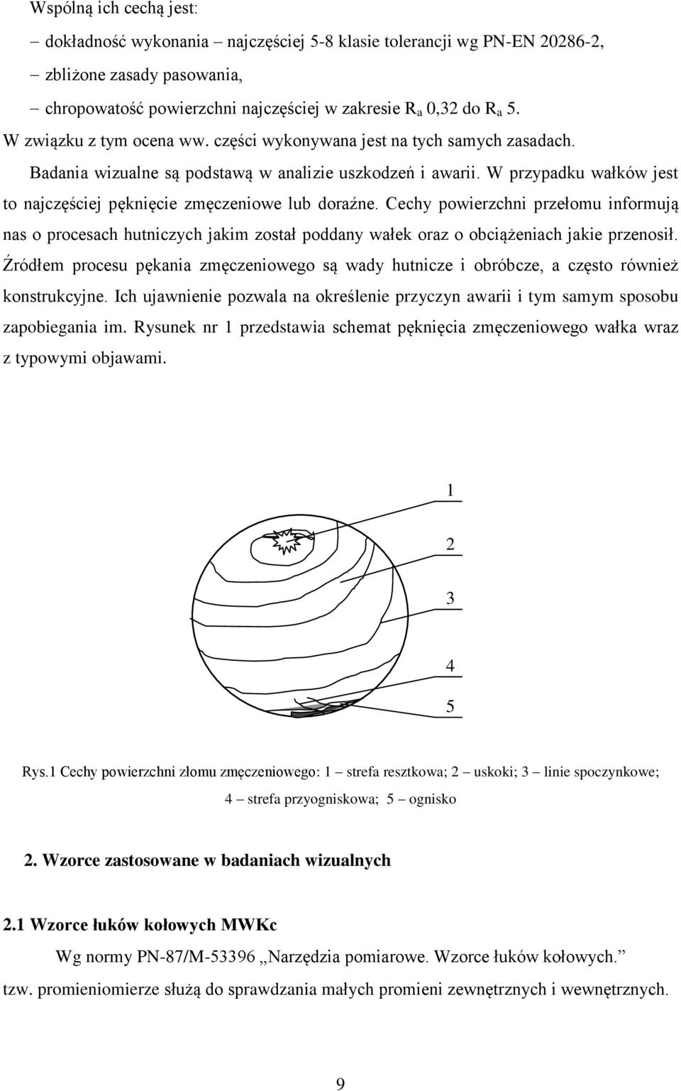 W przypadku wałków jest to najczęściej pęknięcie zmęczeniowe lub doraźne.