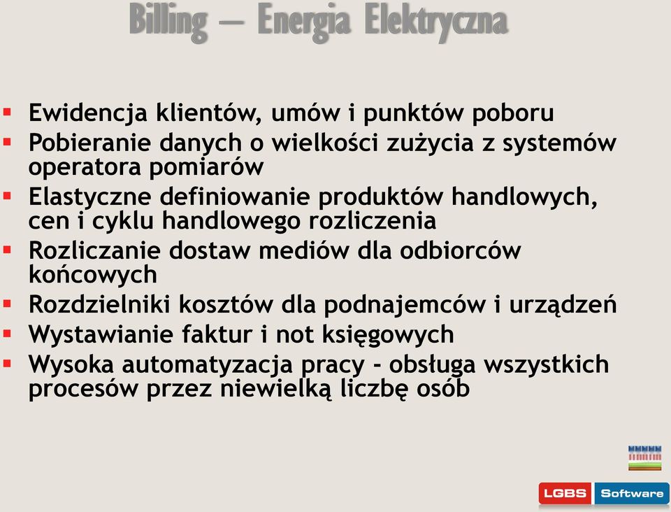 Rozliczanie dostaw mediów dla odbiorców końcowych Rozdzielniki kosztów dla podnajemców i urządzeń Wystawianie