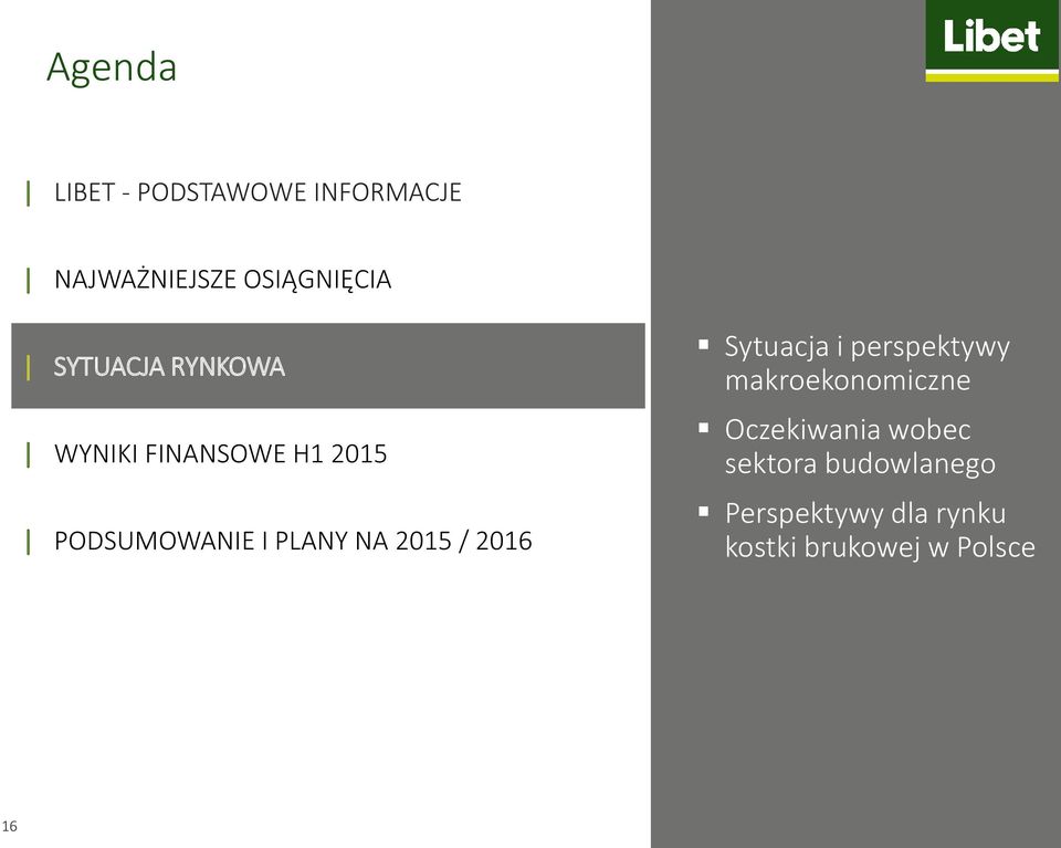 2015 / 2016 Sytuacja i perspektywy makroekonomiczne Oczekiwania