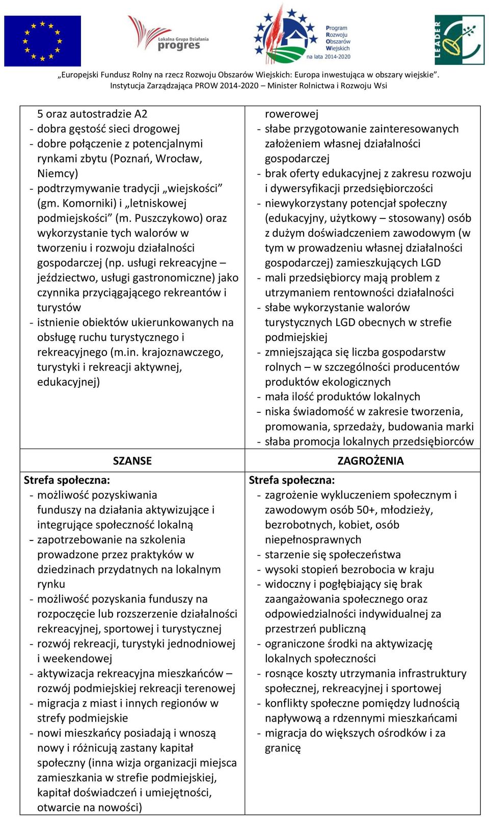 usługi rekreacyjne jeździectwo, usługi gastronomiczne) jako czynnika przyciągającego rekreantów i turystów - istnienie obiektów ukierunkowanych na obsługę ruchu turystycznego i rekreacyjnego (m.in.