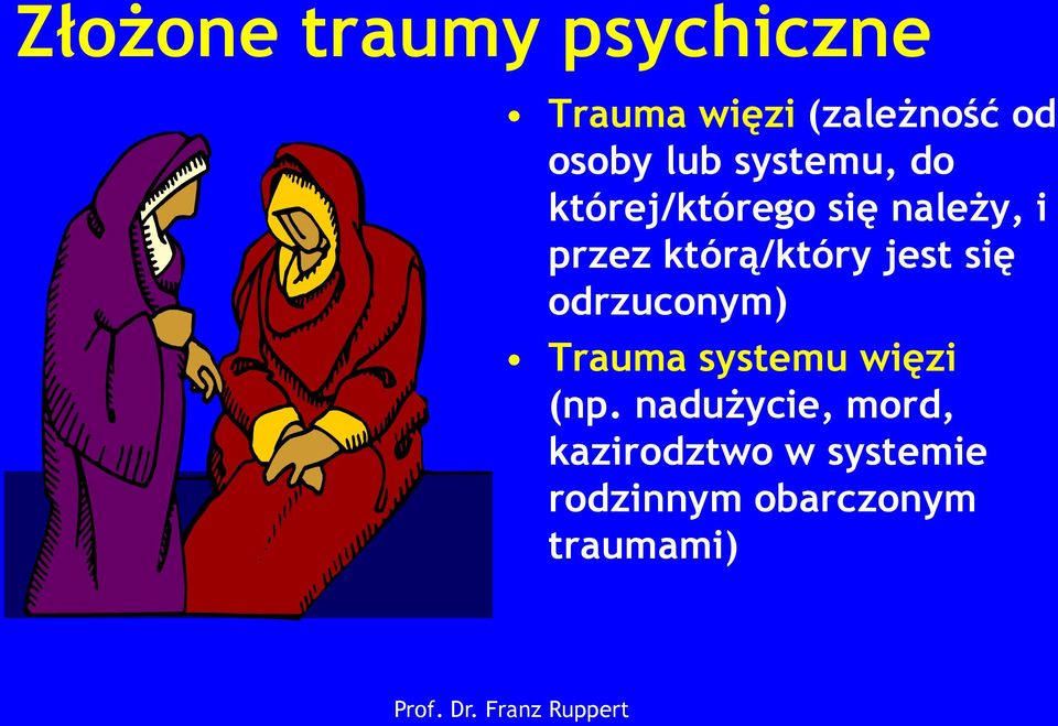 którą/który jest się odrzuconym) Trauma systemu więzi (np.