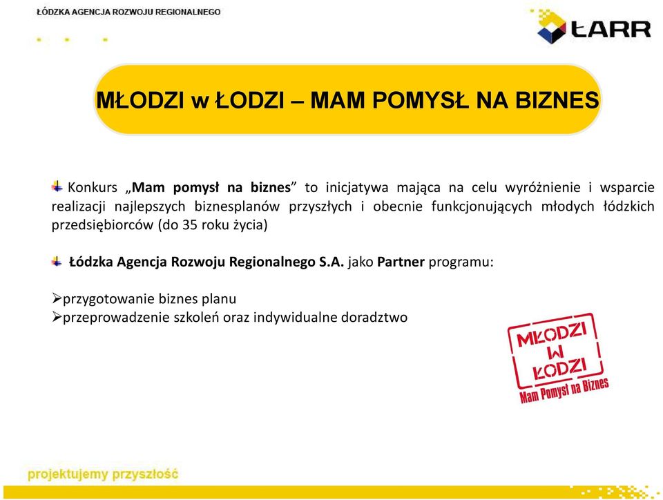 młodych łódzkich przedsiębiorców (do 35 roku życia) Łódzka Ag