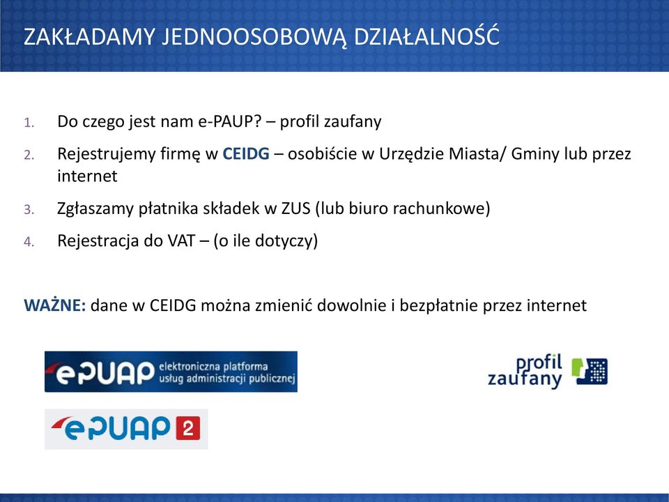 Zgłaszamy płatnika składek w ZUS (lub biuro rachunkowe) 4.