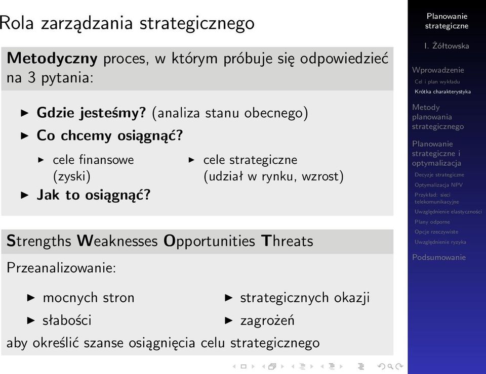 cele finansowe (zyski) Jak to osiągnąć?