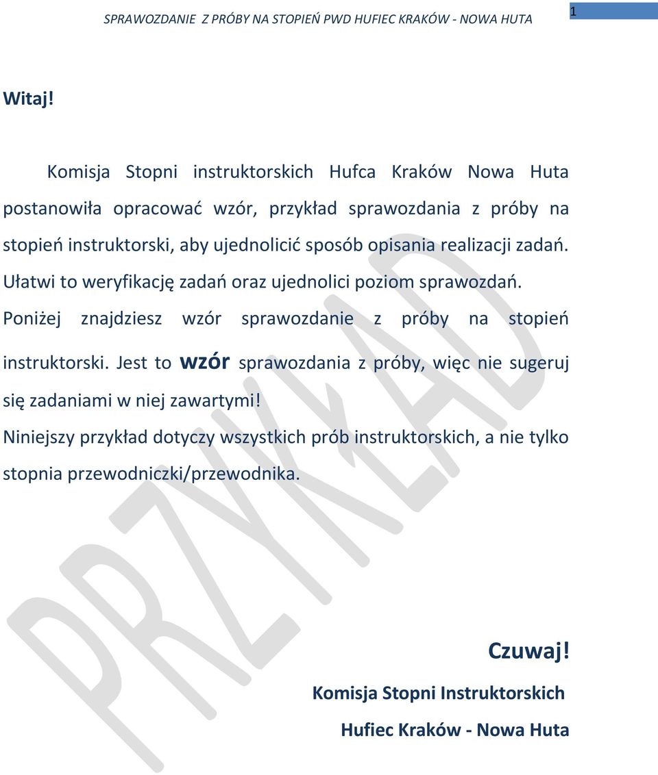 ujednolicić sposób opisania realizacji zadań. Ułatwi to weryfikację zadań oraz ujednolici poziom sprawozdań.