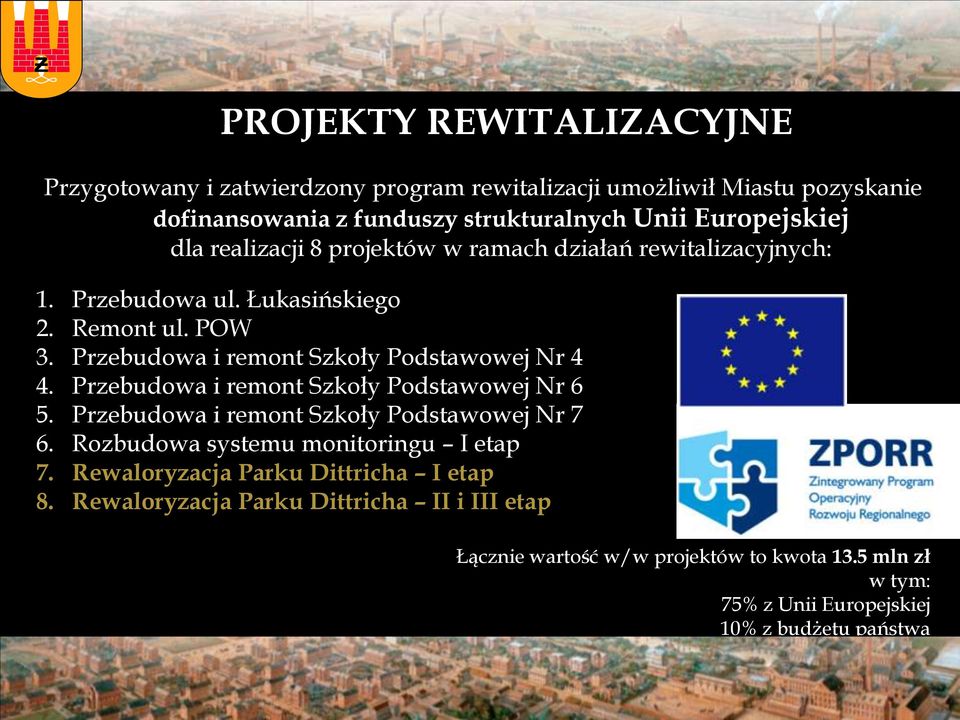 Przebudowa i remont Szkoły Podstawowej Nr 6 5. Przebudowa i remont Szkoły Podstawowej Nr 7 6. Rozbudowa systemu monitoringu I etap 7.