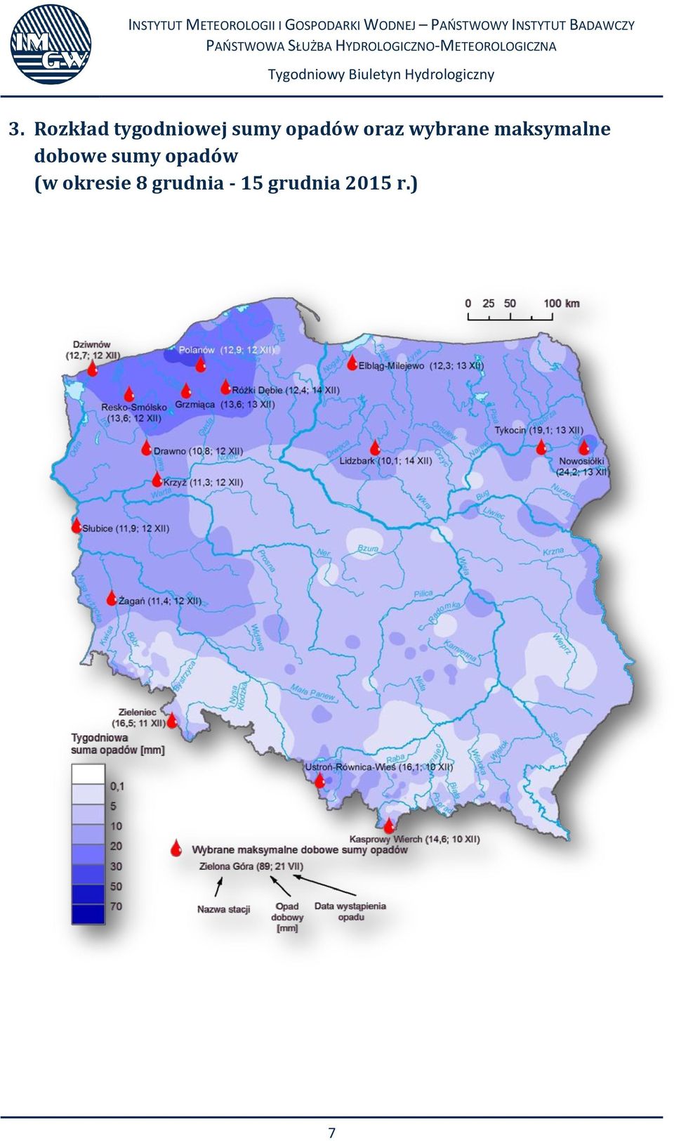 dobowe sumy opadów (w okresie