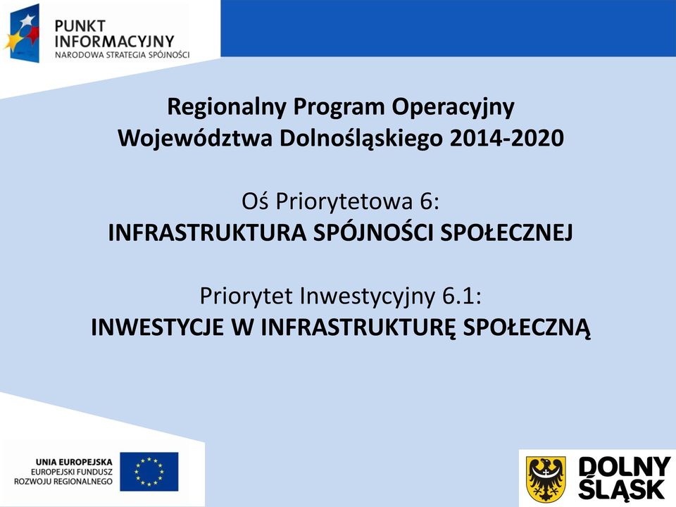 INFRASTRUKTURA SPÓJNOŚCI SPOŁECZNEJ Priorytet