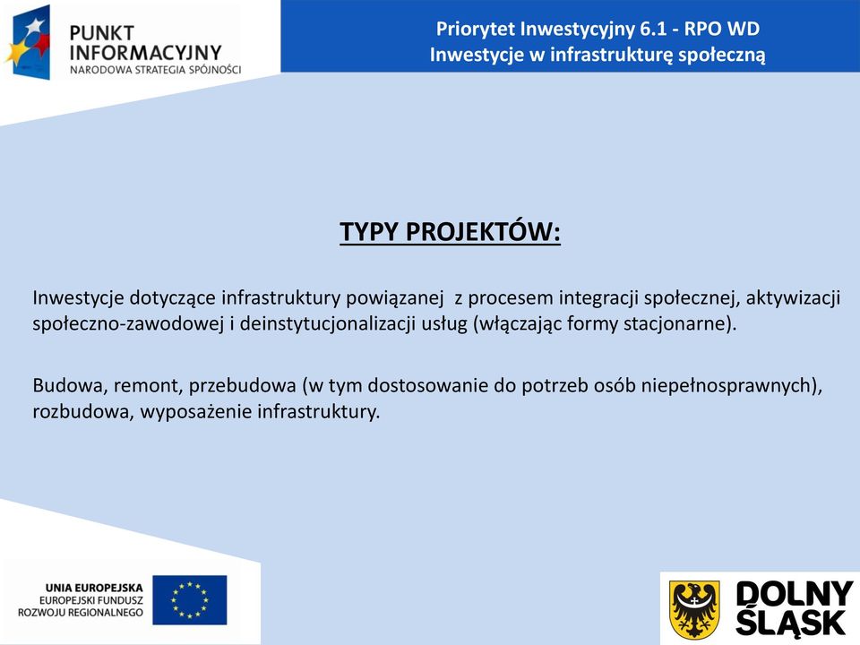 infrastruktury powiązanej z procesem integracji społecznej, aktywizacji społeczno-zawodowej i