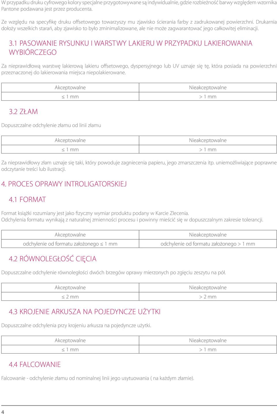 Drukarnia dołoży wszelkich starań, aby zjawisko to było zminimalizowane, ale nie może zagwarantować jego całkowitej eliminacji. 3.