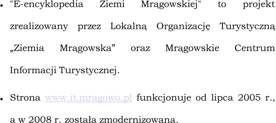 Mrągowskie Centrum Informacji Turystycznej. Strona www.it.
