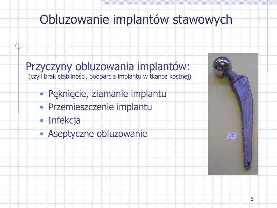 implantu w tkance kostnej) Pęknięcie, złamanie