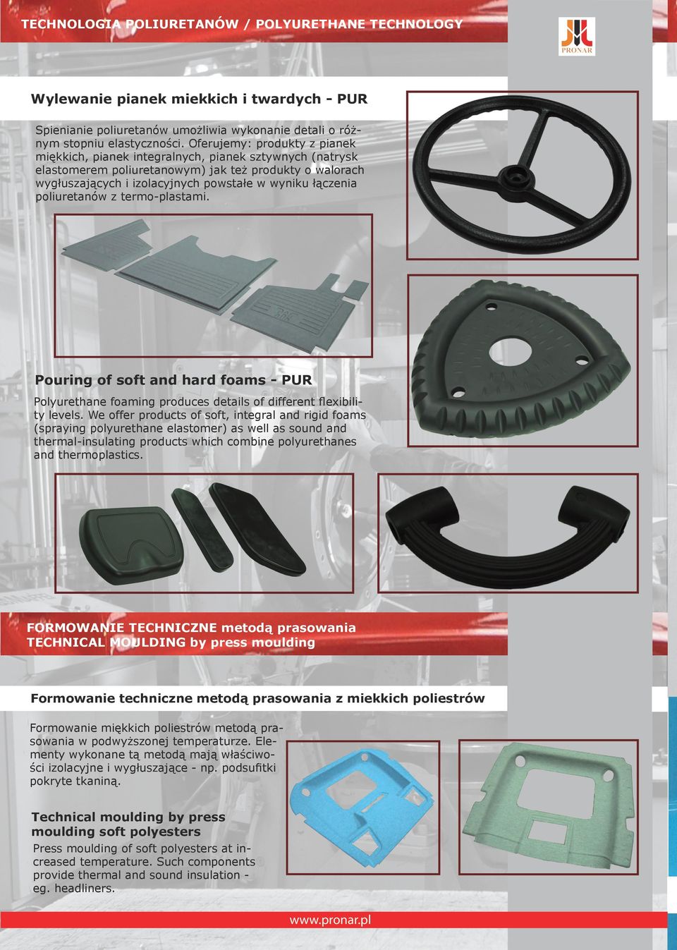 poliuretanów z termo-plastami. Pouring of soft and hard foams - PUR Polyurethane foaming produces details of different flexibility levels.