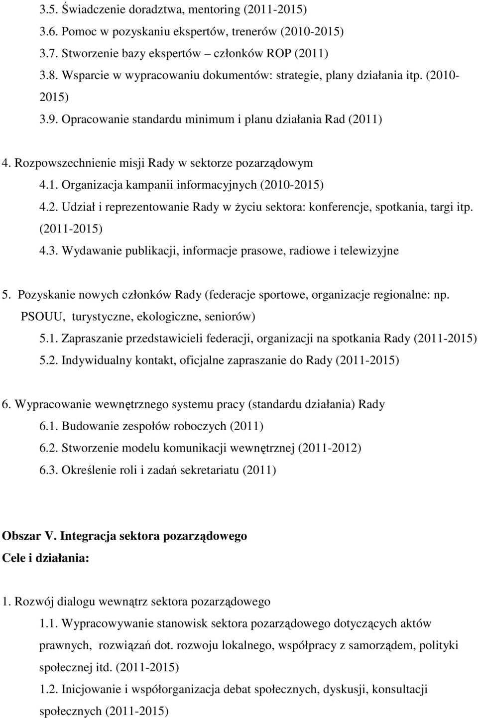 2. Udział i reprezentowanie Rady w życiu sektora: konferencje, spotkania, targi itp. (2011-4.3. Wydawanie publikacji, informacje prasowe, radiowe i telewizyjne 5.