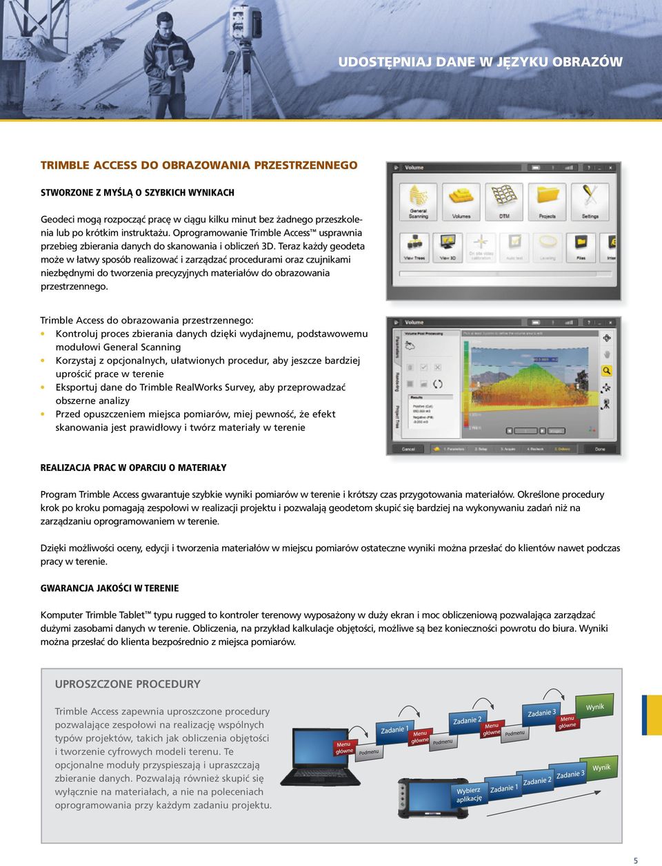 Teraz każdy geodeta może w łatwy sposób realizować i zarządzać procedurami oraz czujnikami niezbędnymi do tworzenia precyzyjnych materiałów do obrazowania przestrzennego.