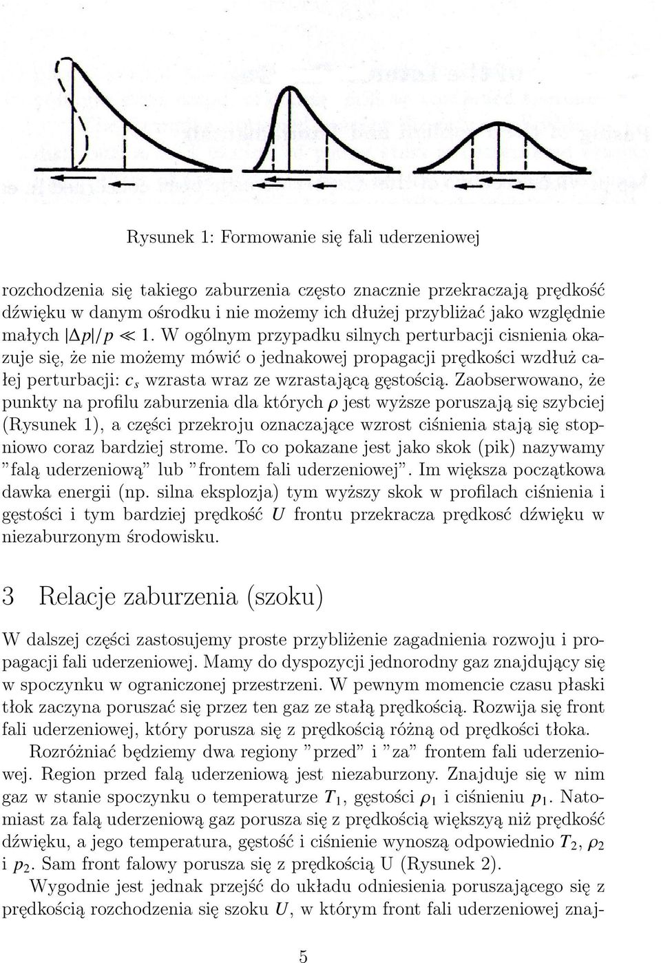 Zaobserwowano, że punkty na profilu zaburzenia dla których ρ jest wyższe poruszają się szybciej (Rysunek 1), a części przekroju oznaczające wzrost ciśnienia stają się stopniowo coraz bardziej strome.