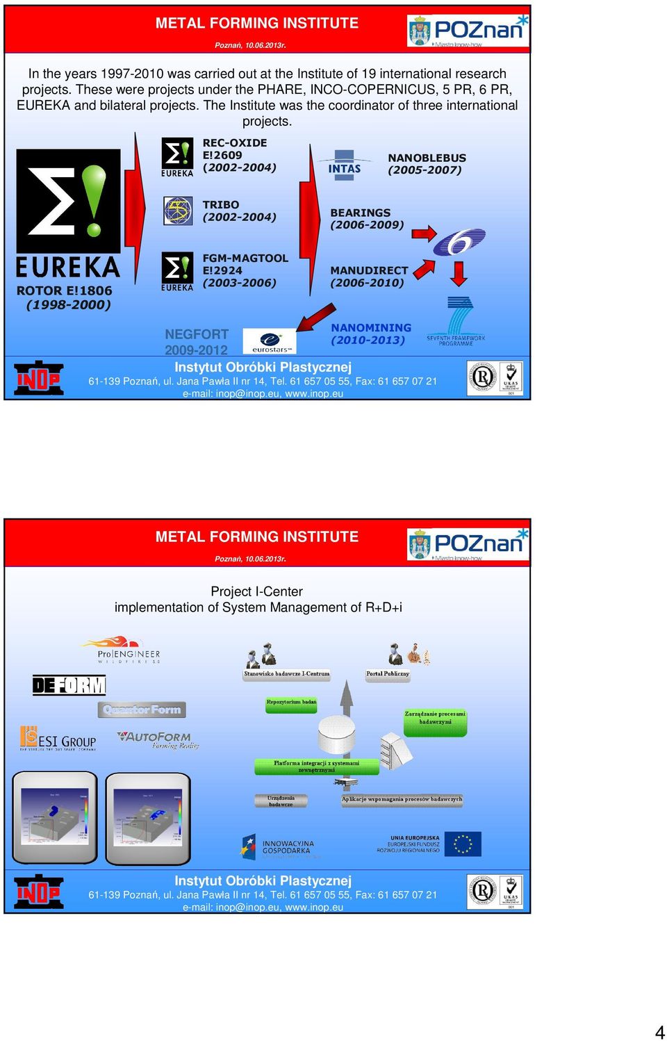 The Institute was the coordinator of three international projects. REC-OXIDE E!