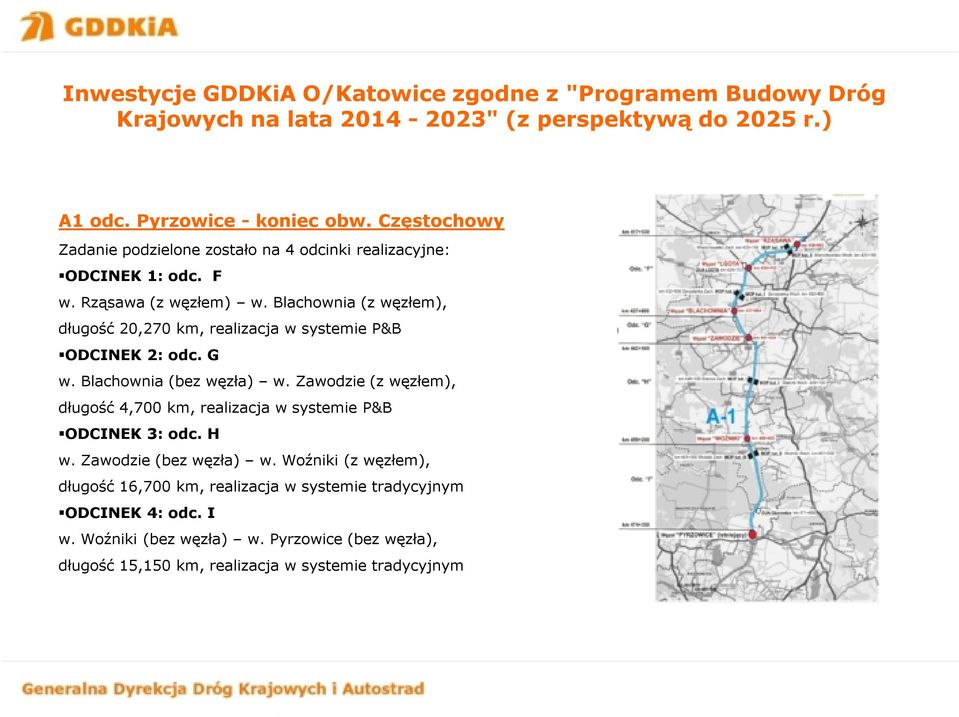 Zawodzie (z węzłem), długość 4,700 km, realizacja w systemie P&B ODCINEK 3: odc. H w. Zawodzie (bez węzła) w.