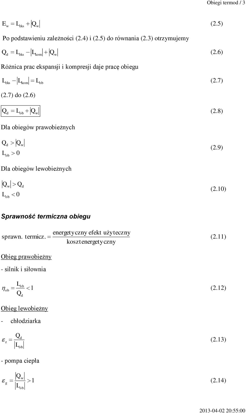 8) Dla iegó praieżnych 0 (2.9) Dla iegó leieżnych 0 (2.0) Spraność termiczna ieg spran.