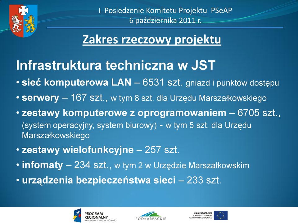 dla Urzędu Marszałkowskiego zestawy komputerowe z oprogramowaniem 6705 szt.
