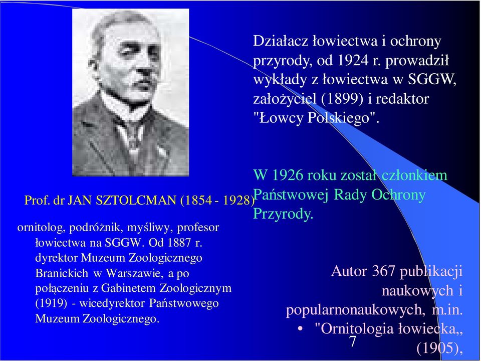 dyrektor Muzeum Zoologicznego Branickich w Warszawie, a po połączeniu z Gabinetem Zoologicznym (1919) - wicedyrektor Państwowego Muzeum
