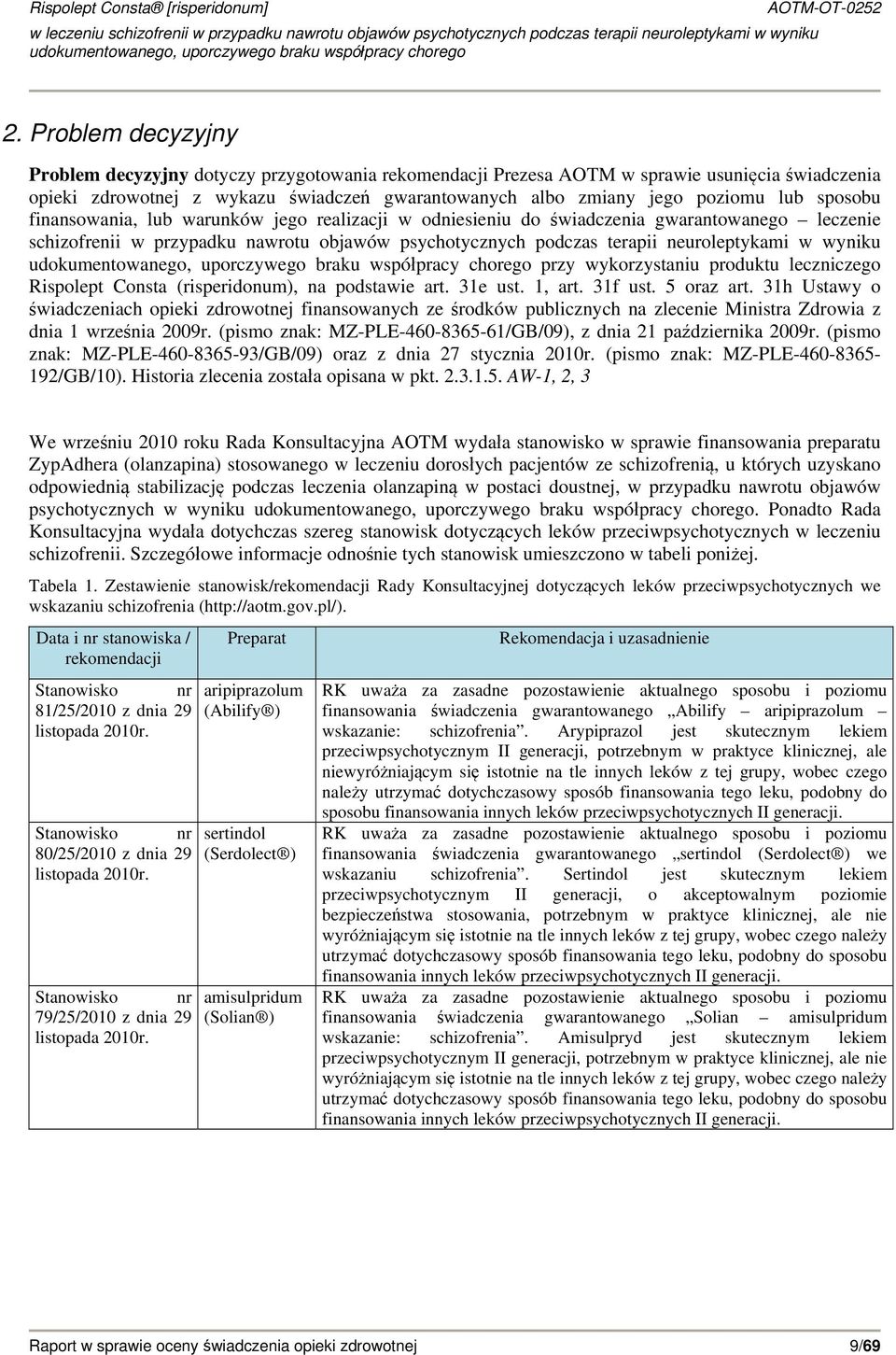 przy wykorzystaniu produktu leczniczego Rispolept Consta (risperidonum), na podstawie art. 31e ust. 1, art. 31f ust. 5 oraz art.