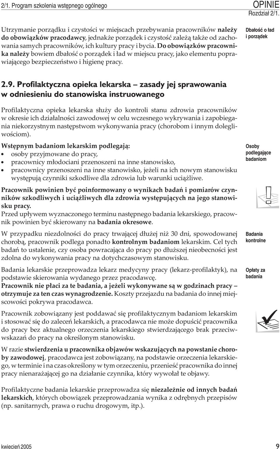 Dbałość o ład i porządek 2.9.