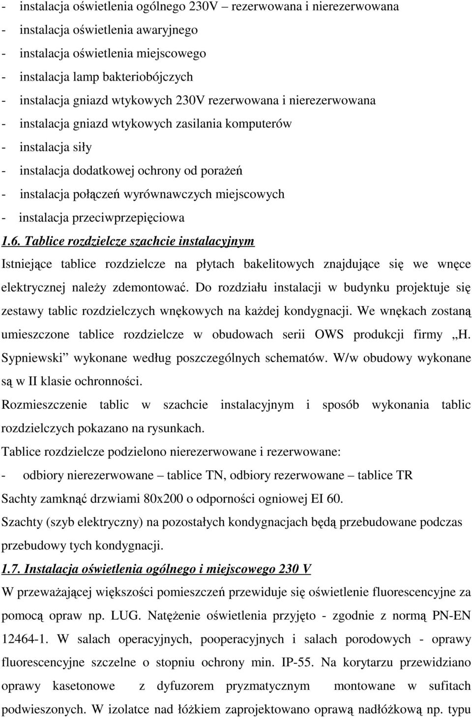miejscowych - instalacja przeciwprzepięciowa 1.6.