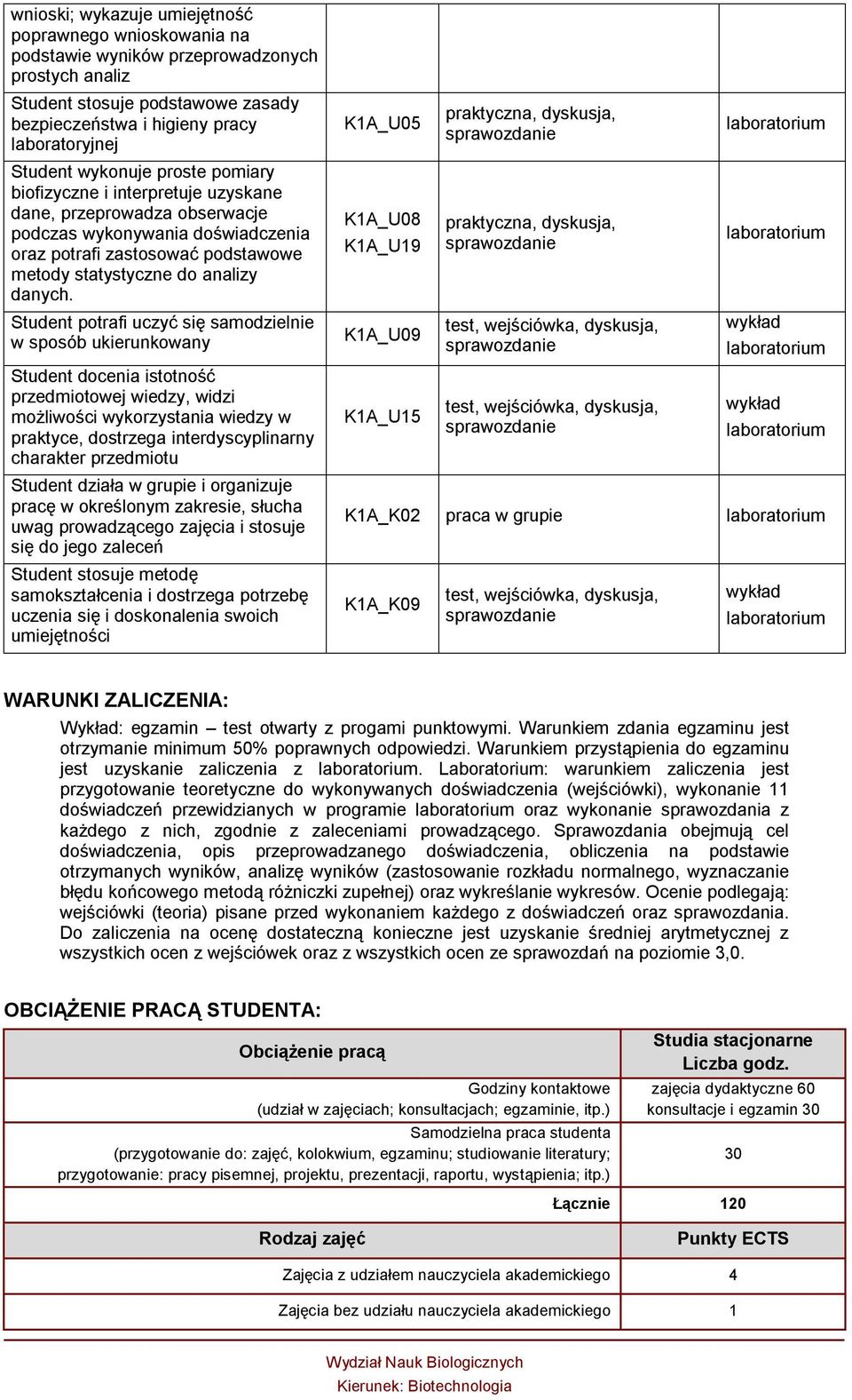 Student potrafi uczyć się samodzielnie w sposób ukierunkowany Student docenia istotność przedmiotowej wiedzy, widzi możliwości wykorzystania wiedzy w praktyce, dostrzega interdyscyplinarny charakter