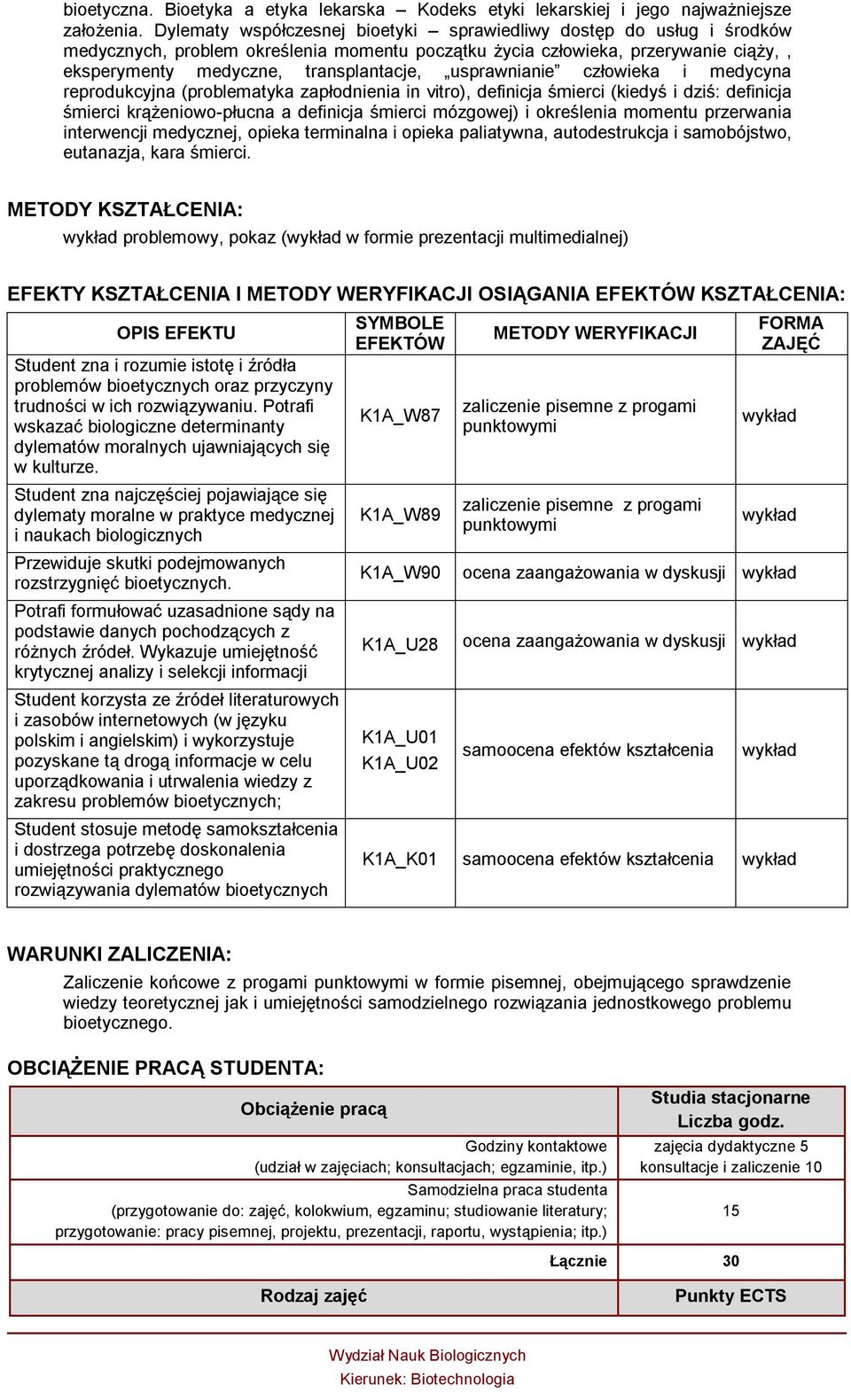 usprawnianie człowieka i medycyna reprodukcyjna (problematyka zapłodnienia in vitro), definicja śmierci (kiedyś i dziś: definicja śmierci krążeniowo-płucna a definicja śmierci mózgowej) i określenia