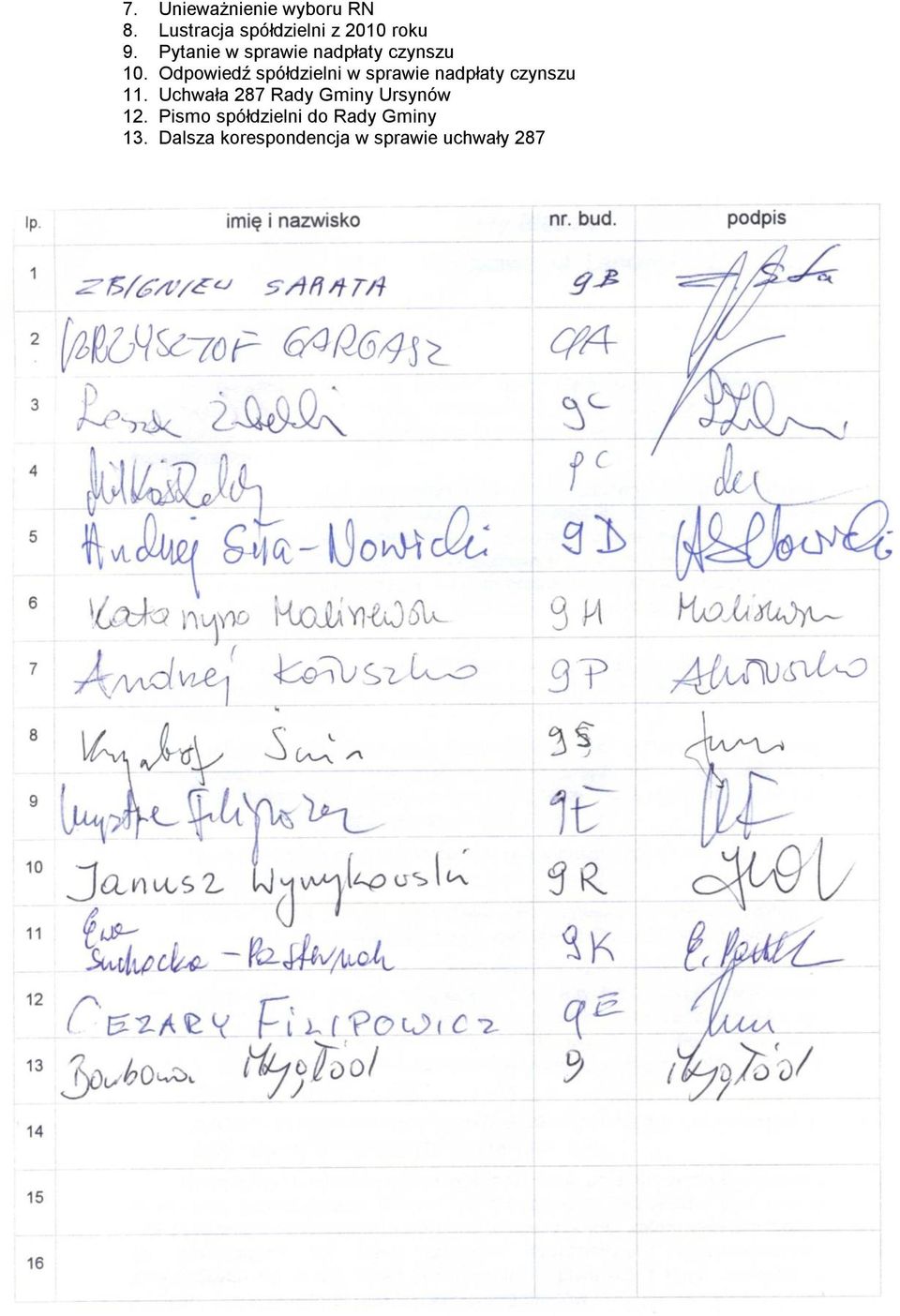 Odpowiedź spółdzielni w sprawie nadpłaty czynszu 11.