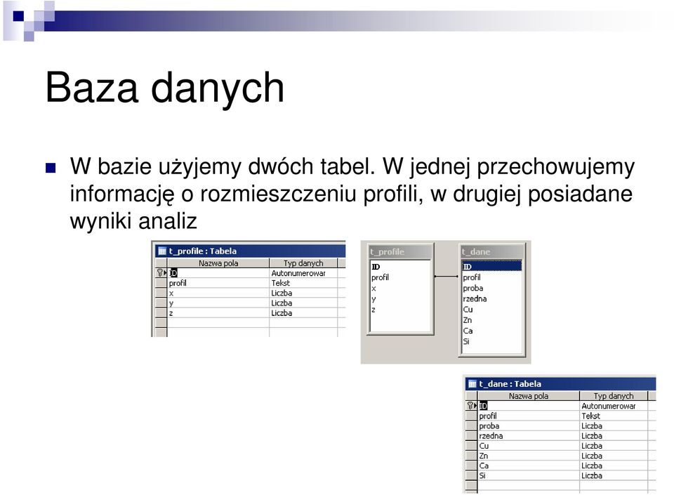 W jednej przechowujemy informację