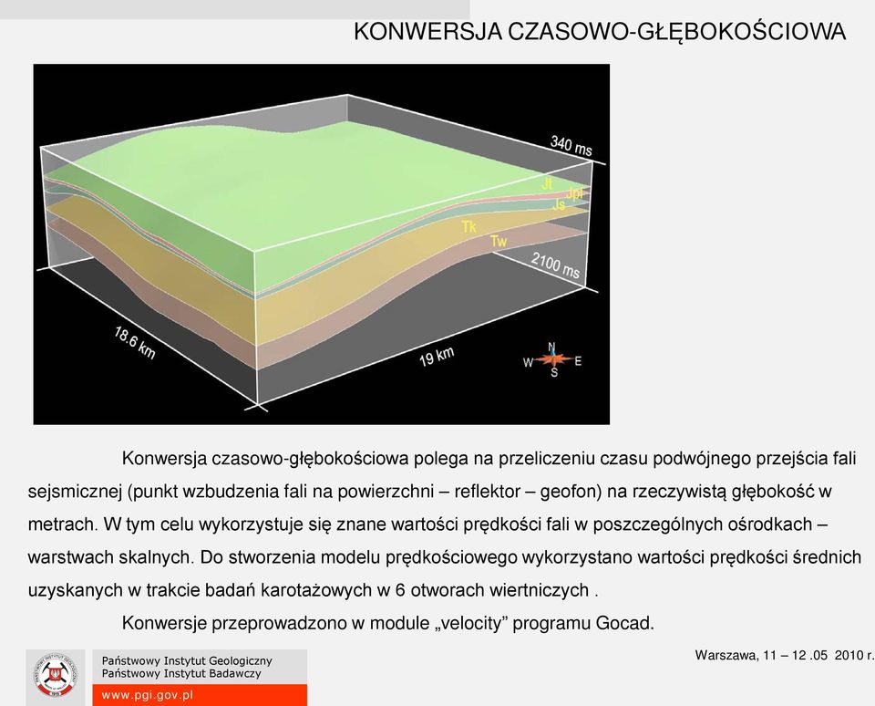 W tym celu wykorzystuje się znane wartości prędkości fali w poszczególnych ośrodkach warstwach skalnych.