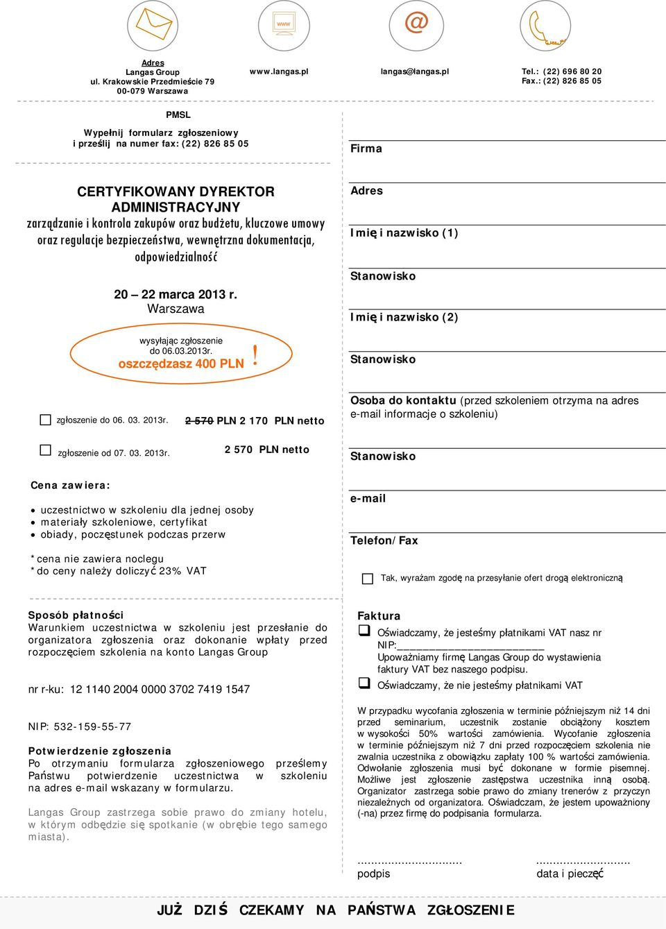 oraz regulacje bezpieczeństwa, wewnętrzna dokumentacja, odpowiedzialność 20 22 marca 2013 r. Warszawa wysyłając zgłoszenie do 06.03.2013r. oszczędzasz 400 PLN!