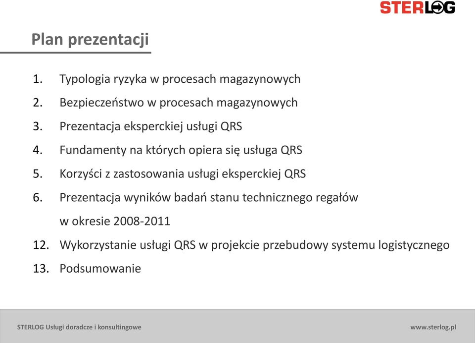 Fundamenty na których opiera się usługa QRS 5. Korzyści z zastosowania usługi eksperckiej QRS 6.