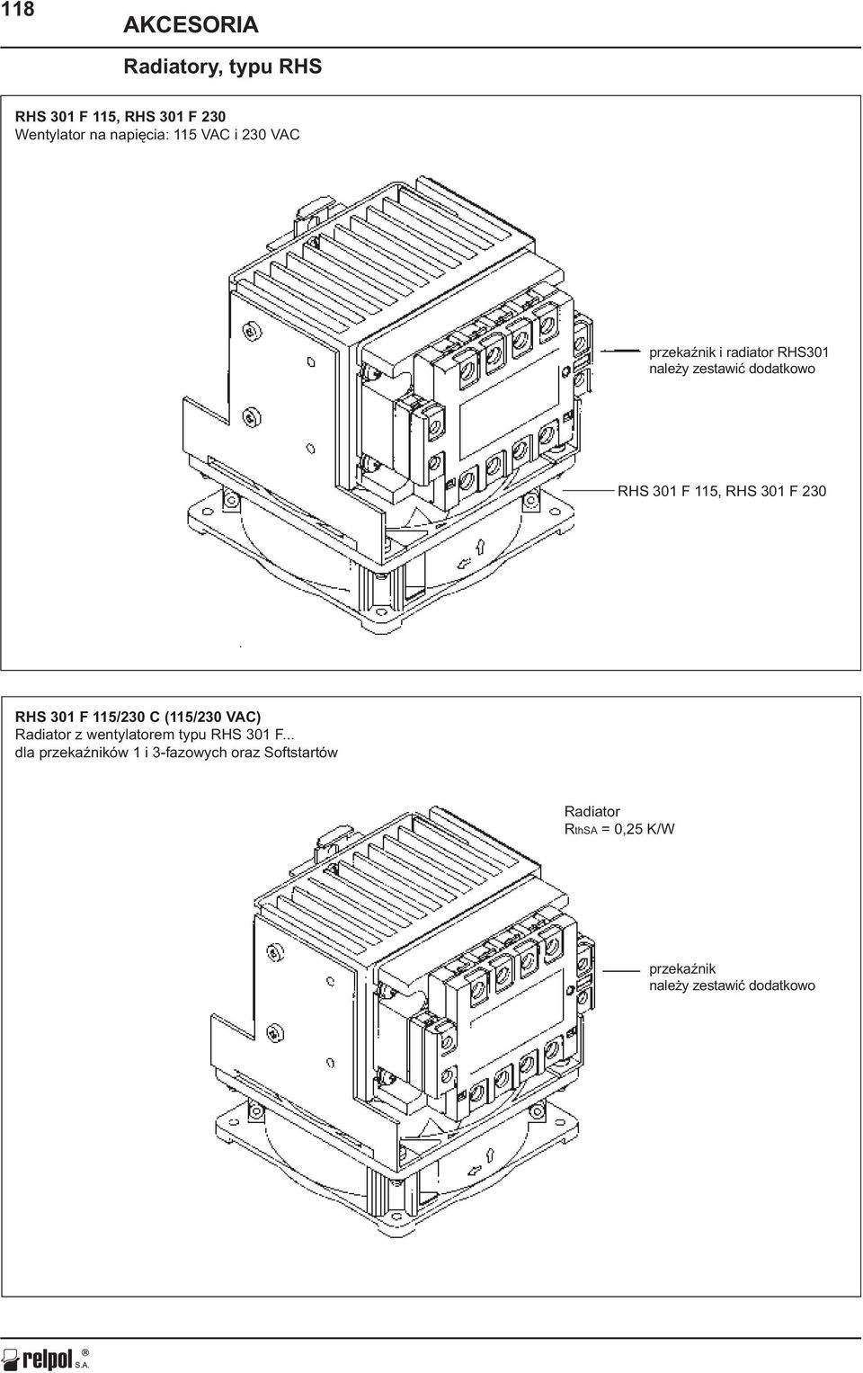 230 RHS 301 F 115/230 C (115/230 VAC) Radiator z wentylatorem typu RHS 301 F.