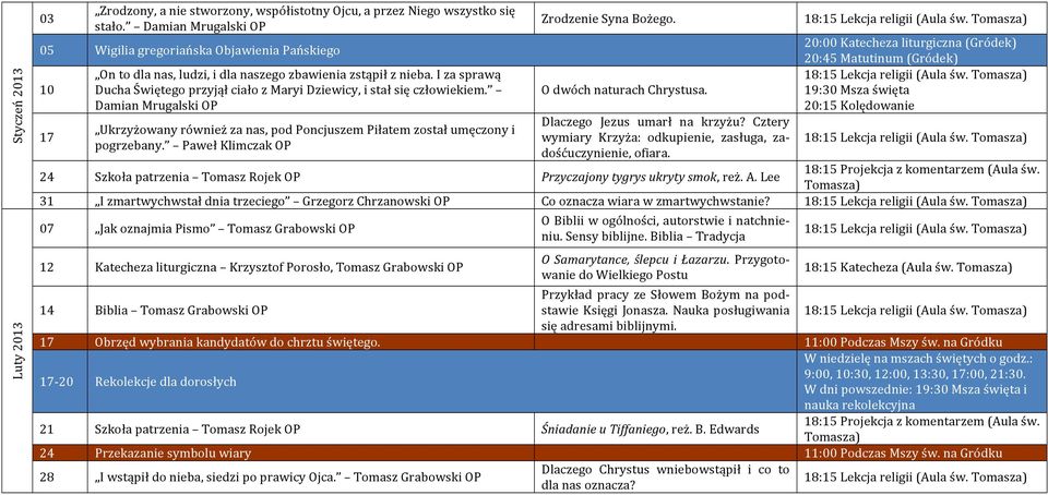 I za sprawą Ducha Świętego przyjął ciało z Maryi Dziewicy, i stał się człowiekiem. Damian Mrugalski OP Ukrzyżowany również za nas, pod Poncjuszem Piłatem został umęczony i pogrzebany.