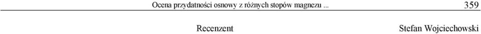 stopów magnezu.