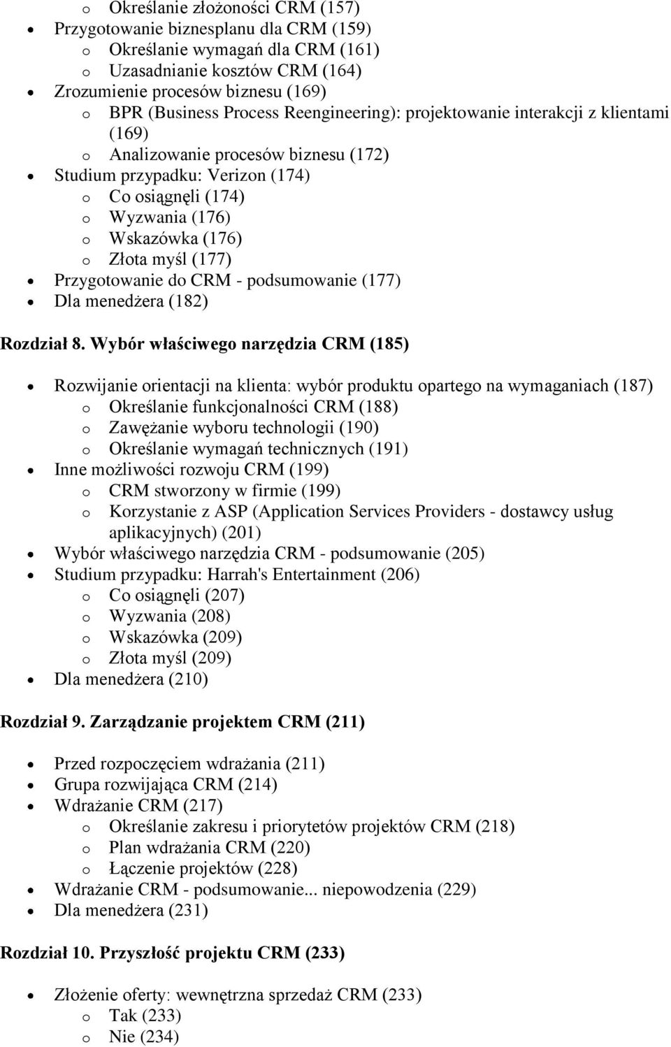Złota myśl (177) Przygotowanie do CRM - podsumowanie (177) Dla menedżera (182) Rozdział 8.