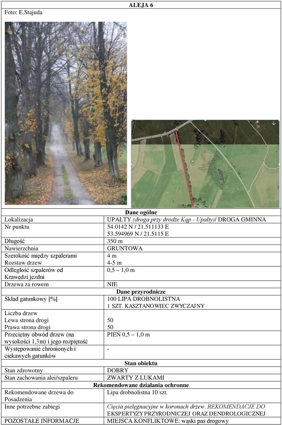 ciekawych gatunków Posadzenia POZOSTAŁE INFORMACJE UPAŁTY (droga przy drodze Kąp Upałty)/ DROGA GMINNA 54.0142 N / 21.511133 E 53.594969 N / 21.