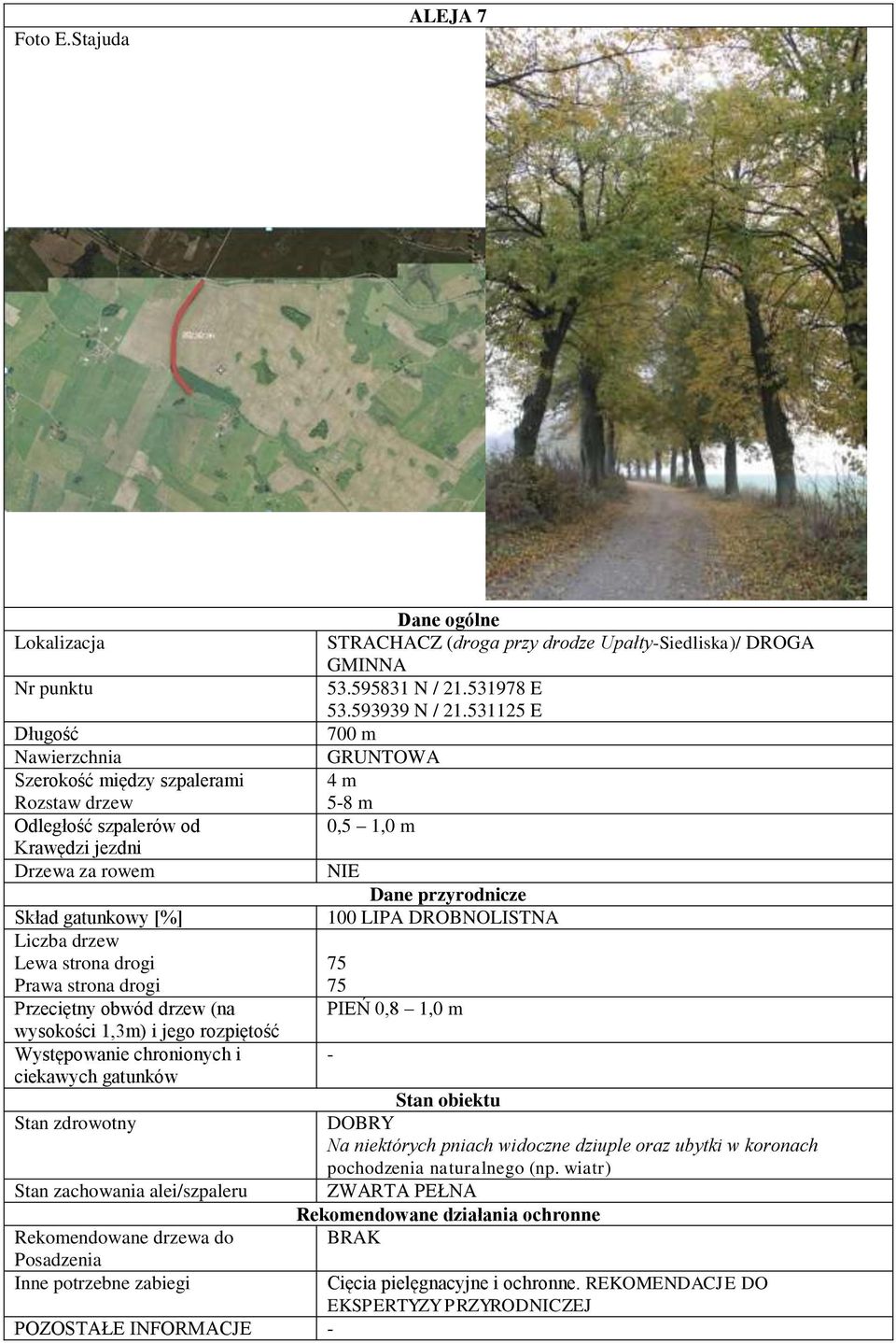 i ciekawych gatunków Posadzenia POZOSTAŁE INFORMACJE STRACHACZ (droga przy drodze UpałtySiedliska)/ DROGA GMINNA 53.595831 N / 21.531978 E 53.