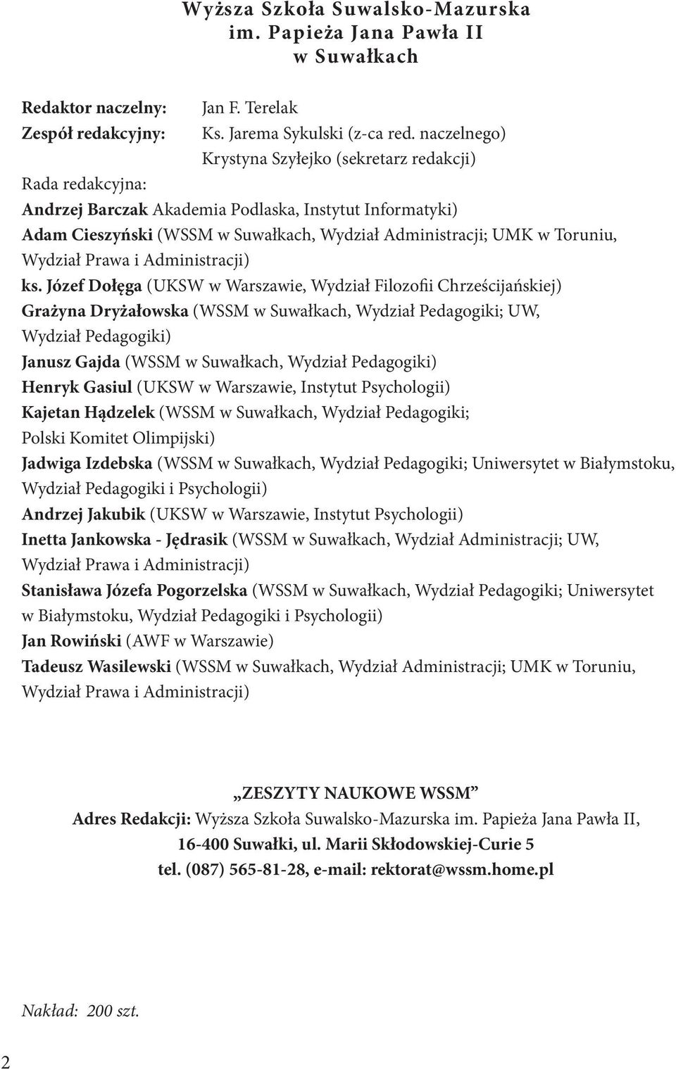 Toruniu, Wydział Prawa i Administracji) ks.