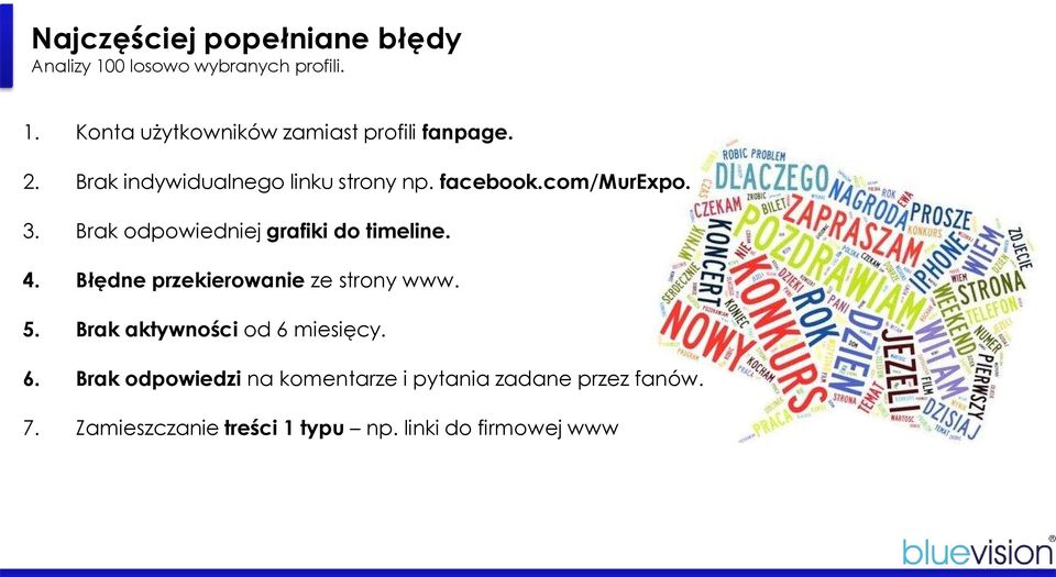 4. Błędne przekierowanie ze strony www. 5. Brak aktywności od 6 
