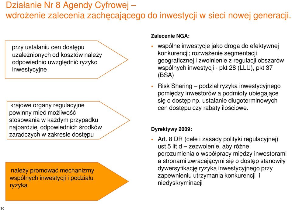 ustalanie długoterminowych cen dostępu czy rabaty ilościowe. Dyrektywy 2009: Art.