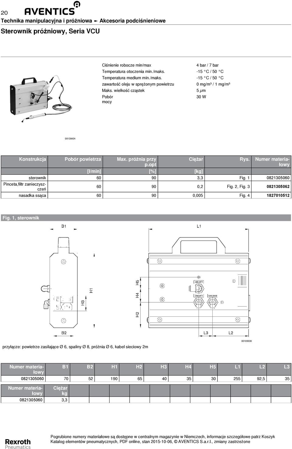 1 0821305060 Pinceta,filtr zanieczyszczeń 60 90 0,2 Fig. 2, Fig. 3 0821305062 nasadka ssąca 60 90 0,005 Fig. 4 1827010512 Fig.